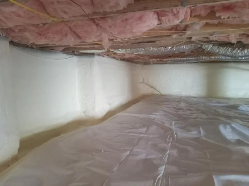 Crawl space encapsulation with closed-cell spray foam for Roof Waterproofing in Anoka